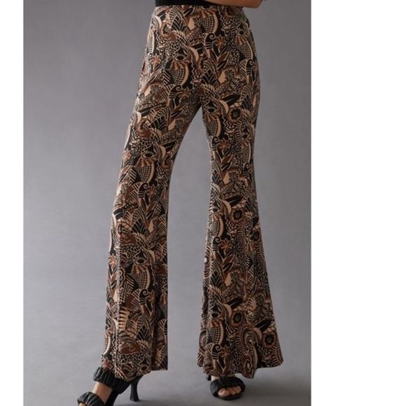 NWOT ANTHROPOLOGIE Printed Drapey Flare / Wide Leg Pants Multicolor - Picture 2 of 15